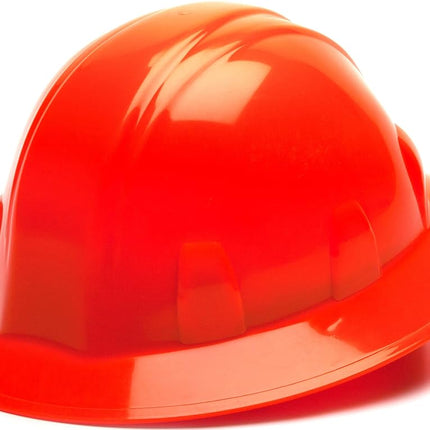 Pyramex Hi Vis Orange Full Brim Style 4 Point Ratchet Suspension Hard Hat