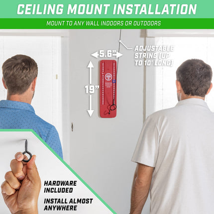 GoSports Hook 21 Ceiling Mount Ring Swing Game - Play Indoors or Outdoors - Red