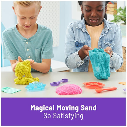 Kinetic Sand Ultimate Sandisfying Set, 2lb of Pink, Yellow and Teal Play Sand, 10 Molds and Tools, Sensory Toys for Kids Ages 3+