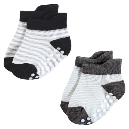 Hudson Baby Chaussettes antidérapantes invisibles unisexe pour bébé, rayures noires et blanches, 12-24 mois