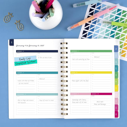 AT-A-GLANCE 2027 Planner, Simplified by Emily Ley, Weekly & Monthly, 5.5" x 8.5", Happy Stripe (EL57-200-27)