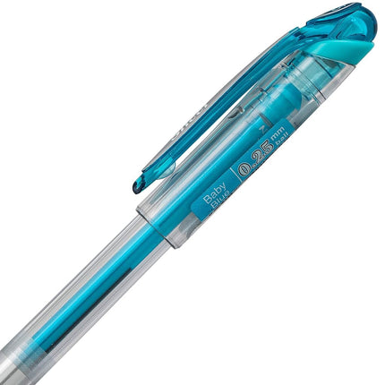 Pentel Arts Slicci 0.25 mm Extra Fine Gel Pen, Baby Blue Ink, Box of 12 (BG202-S2)