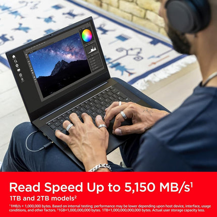 SanDisk Extreme 1TB M.2 NVMe SSD, Internal SSD, PCIe Gen4, up to 5150 MB/s read speeds, M.2 2280, nCache Technologie, 5 Year Warranty