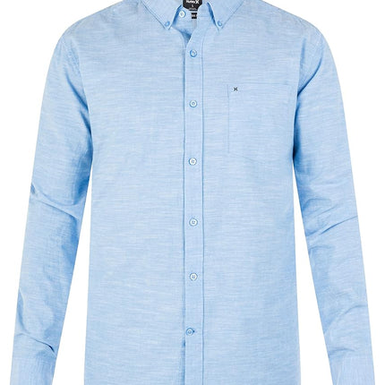 Hurley Men ONE&ONLY WOVEN L/S Woven Tops - Blue Ok, Large