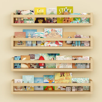 Onlysky Set of 4 Wall-Mounted Kid's Bookshelf - Wo