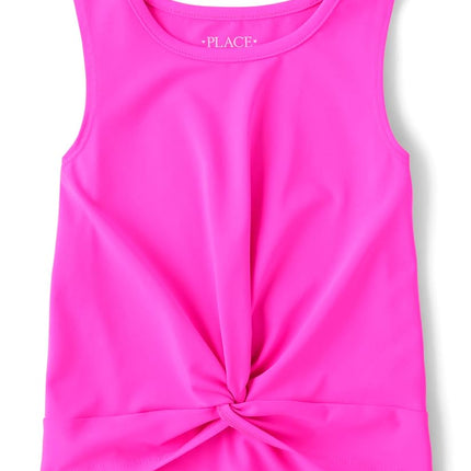 The Children's Place Baby Girls' and Toddler Active Twist Front Tank Top, Pink Beam, 12-18 Months