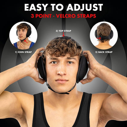 Matman Wrestling Headgear Adult Ear Guard Ultra Soft Grappling Head Guard (Black)