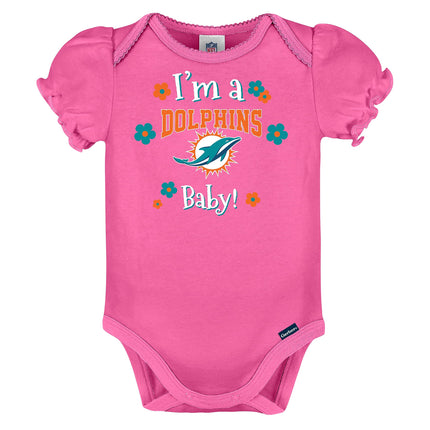 Lot de 3 grenouillères à manches courtes NFL Standard pour bébé fille Gerber, couleur de l'équipe, 18 mois