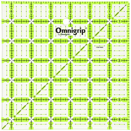 Dritz Omnigrip 6.5in 8.5in 10.5in Combo Pack Quilting Ruler, 6" by 6" Stitched in Yarn, Clear