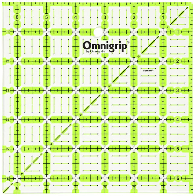 Dritz Omnigrip 6.5in 8.5in 10.5in Combo Pack Quilting Ruler, 6" by 6" Stitched in Yarn, Clear