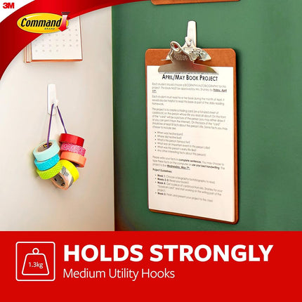 Command Medium Hooks, White, 6-Hook