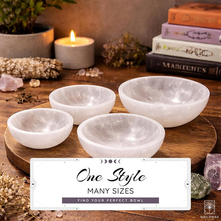 Selenite Crystal Bowls for Smudging, Healing, Recharging Crystals | Pure Selenite Smudge Bowl & Crystal Charging Station Ethically Sourced in Morocco (4 Inch (Pack of 1)
