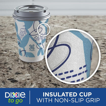 Dixie to Go Paper Cups and Lids, 12Oz, 66 Count, Disposable Insulated Cups and Lids (Designs May Vary)