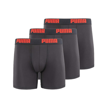 PUMA Men's 3 Pack Performance Boxer Briefs, Black,