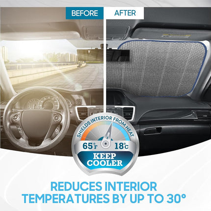 BDK Iridescent Matte Black Front Windshield Sunshade Accordion Folding Style Auto Shade for Car Truc