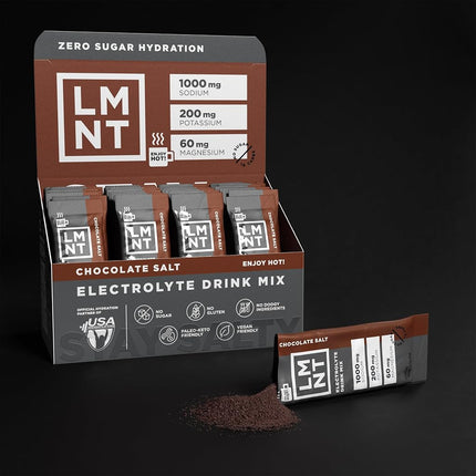 LMNT Recharge Electrolyte Hydration Powder | Formulated by Robb Wolf and Ketogains | Keto & Paleo | No Sugar, No Artificial Ingredients | Chocolate Salt | 30 Stick Packs