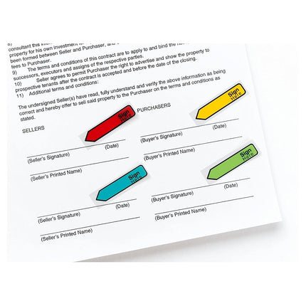 Post-it Message Flags, "Sign Here", 20/Dispenser, 4 Dispensers/Pack, 0.47 in Wide, Red (684-RDSH)