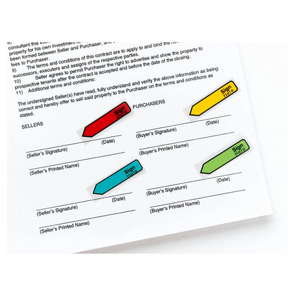 Post-it Message Flags, "Sign Here", 20/Dispenser, 4 Dispensers/Pack, 0.47 in Wide, Red (684-RDSH)