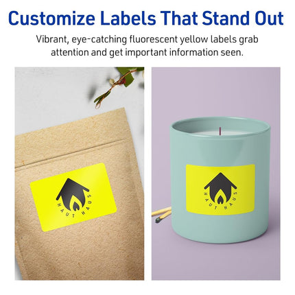 Avery Printable Rectangle Labels, Sure Feed Technology, 2" x 4", Neon Yellow Labels, Laser/Inkjet Printable, 800 Total, Great for Mailing and Candles