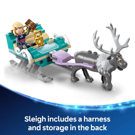 LEGO ǀ Disney Frozen Anna’s Sleigh Adventure, Hot Chocolate Stand with a Kristoff Minidoll, plus Olaf and Sven Figures, Princess Building Toy for 4+ Year Old Girls 43256