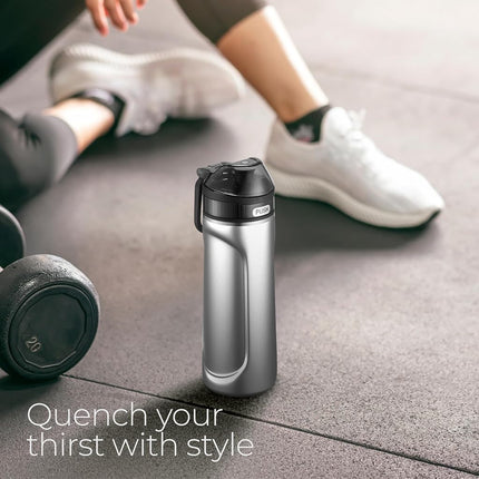 SipX™ Triple-Insulated Stainless Steel Water Bottle - 18oz. With Straw Lid, BPA-Free Reusable Insulated Water Bottle Keeps Cold For 12 Hours, Metal Water Bottle Made Of Sustainable Material For Hiking
