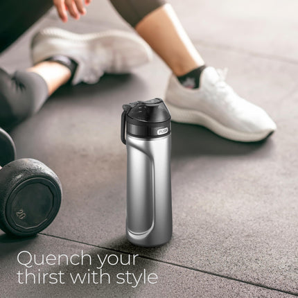 SipX™ Triple-Insulated Stainless Steel Water Bottle - 18oz. With Straw Lid, BPA-Free Reusable Insulated Water Bottle Keeps Cold For 12 Hours, Metal Water Bottle Made Of Sustainable Material For Hiking