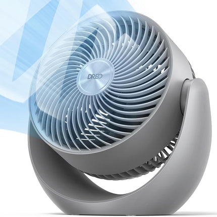 Dreo Desk Fan for Bedroom, 11 Inch Table Fans, 30ft Strong Airflow, 120° Vertical Manual, 3 Speeds, 28dB Quiet Air Circulator Fan，Grey