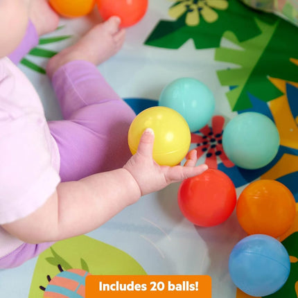 Bright Starts Rowdy Rainforest Stow & Go Baby Ball Pit with 20 Balls & 3 Ball Drops, Foldable Ball Pit for Babies & Toddlers 6+ Months, Includes Carry Bag