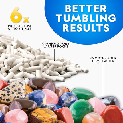 NATIONAL GEOGRAPHIC Rock Tumbler Media – Ceramic Media for Rock Polisher, Use with Rock Polishing Grit, Protects Rocks from Breaking, Improves Tumbling Action, Reusable, Rock Tumbling Supplies