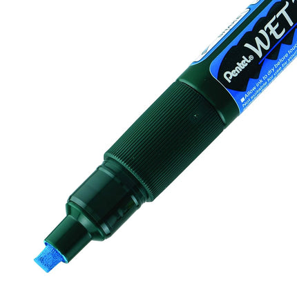 Pentel Arts Wet Erase Chalk Marker, Ideal on Blackboards and Windows, Small Chisel Tip, Blue Ink, SMW26-C, Box of 12