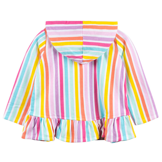 Gerber Baby-Girls Toddler Zipper Hoodie Terry Swimsuit Cover Up, Rainbow, 0-3 Months