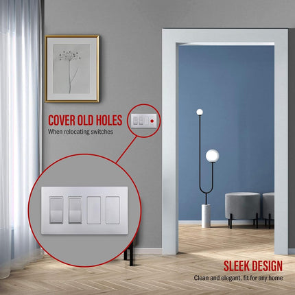ENERLITES Insert vierge pour plaque murale décorative, insert adaptateur de prise à bascule vierge 1 poste, 6001-SV, Argent