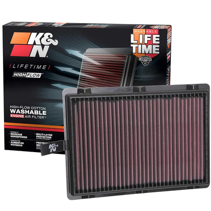K&N Replacement air filter compatible with Kia Sorento 2.0/2.4/3.3 & Hyundai Santa Fe Sport 2.0/2.4 2016- (33-5075)