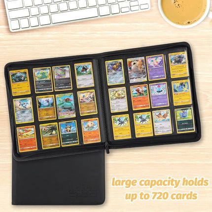 Foalgo Trading Card Binder, Card Collection Binder Album Folder with 720 Side Loading Pockets, 12 Pocket Trading Card Album Folder for TGC,MTG, Baseball Cards, Yugioh, Black720