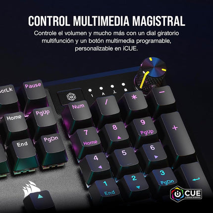 CORSAIR K70 CORE RGB Mechanical Wired Gaming Keyboard with Palmrest – Pre-Lubed MLX Red Linear Switches, SOCD, ABS Double-Shot Keycaps, Sound Dampening, Media Control Dial, QWERTY NA – Black