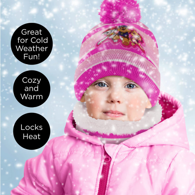 Nickelodeon girls Toddler Winter Hat, Scarf & Mittens Set 2-4 Or Paw Patrol Marshall Hat, Scarves & Kids Gloves Sets 4-7, Hot Pink - Mittens Set, Ages 2-4
