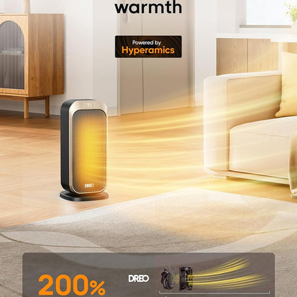 DREO Space Heater for Indoor Use, 1500W Ceramic Heater with Remoteand Thermostat, Portable Heaters with 70° Oscillation, ECO Mode, Child Lock, 34dB Ultra Quiet Heaters for Bedroom Office Home