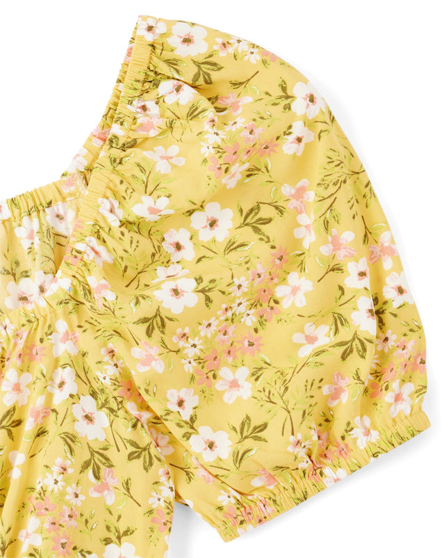 The Children's Place Women's Mommy and Me Matching Short Sleeve Dresses, Sunset Gold Floral Puff Sleeve, Small