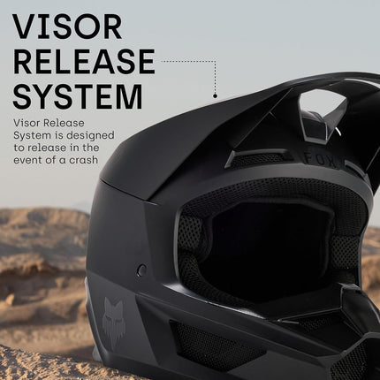Fox Racing V1 Solid Helmet - Mips Technology, Ventilated, Removable Liner, True-to-Size Fit, Protection for MX & Off-Road, Matte Black, Size: M