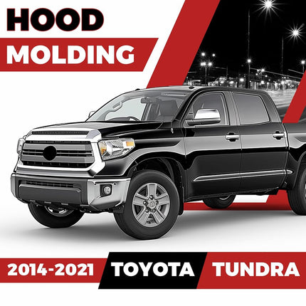 HECASA Front Hood Bulge Chrome Molding Upper Grille Bumper Silvery Platinum Style Compatible with 2014-2021 Toyota Tundra Hood Scoop Replacement for 761800C030 TO1231102 REPT133702