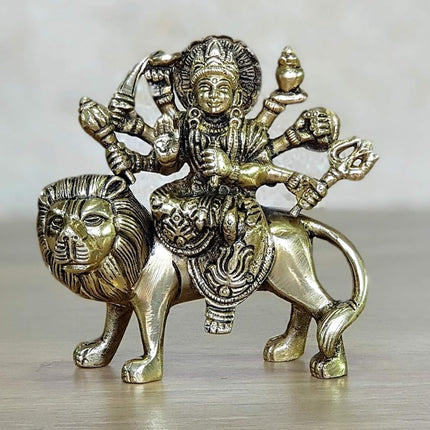 ESPLANADE Brass Statue Maa Durga Mata Rani Idol for Home Mandir (4.6")