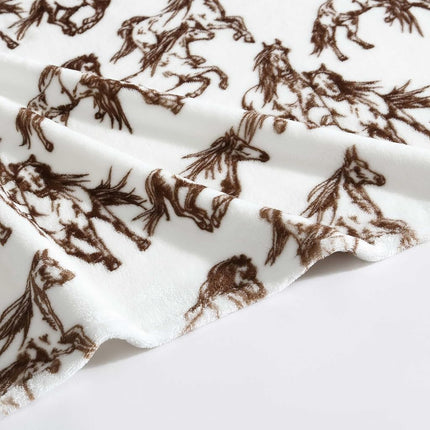 Wrangler - Throw Blanket, Soft Plush Fleece Bedding, Yellowstone Inspired, Western Decor for Bed or Couch (Mustangs Brown, 50" x 70")