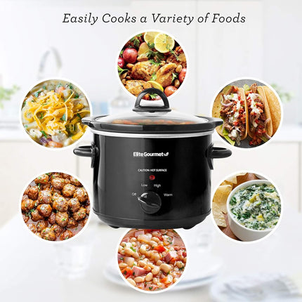 Mijoteuse ovale électrique Elite Gourmet MST-350B#, température réglable, pour entrées, sauces, ragoûts et trempettes, couvercle en verre et pot en céramique lavables au lave-vaisselle (3 pintes, noir)