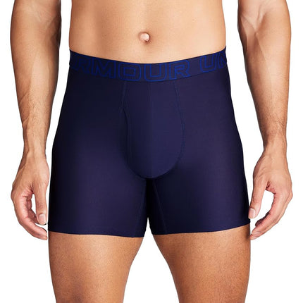 Under Armour Men's Tech Mesh 6-inch Boxerjock 2-Pack, Midnight Navy-Core 3 Pack, X-Small