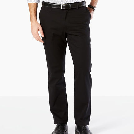 Dockers Men's Straight Fit Signature Lux Cotton Stretch Khaki Pant, Black, 36W x 30L