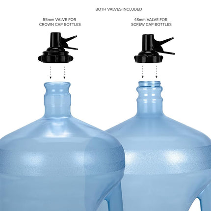 Brio Stainless Steel 3-5 Gallon Water Jug Stand with 2 Dispenser Valves, Rust-Resistant Non Slip Base, BPA Free Fast Flow Spout, Fits 48mm & 55mm Bottles, Black