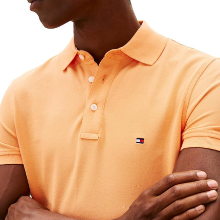 Tommy Hilfiger Men's 1985 Slim Short Sleeve Polo, Fruity Orange XX-Large