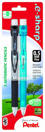 Pentel .e-sharp Automatic Pencil, 0.5mm, Assorted Barrels, (AZ125BP2M-K6) by Pentel