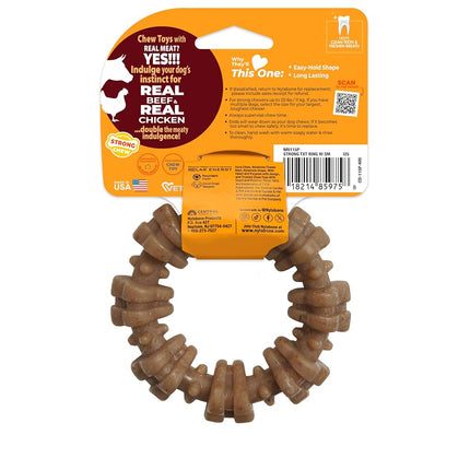 Nylabone Strong Chew Ring Dog Chew Toy Made with Real Beef & Chicken