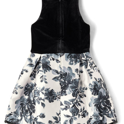 The Children's Place,Girls,Sleeveless Dressy Dresses,Black/White Velour,8, Black/White Velour, 8